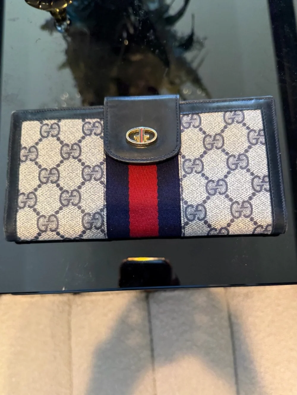Rare find Vintage Gucci Blue and Grey GG Canvas Wallet only